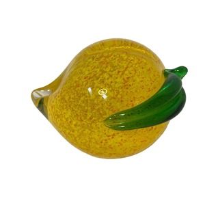 Vintage Peach Fruit Art Glass Paperweight 3.5"